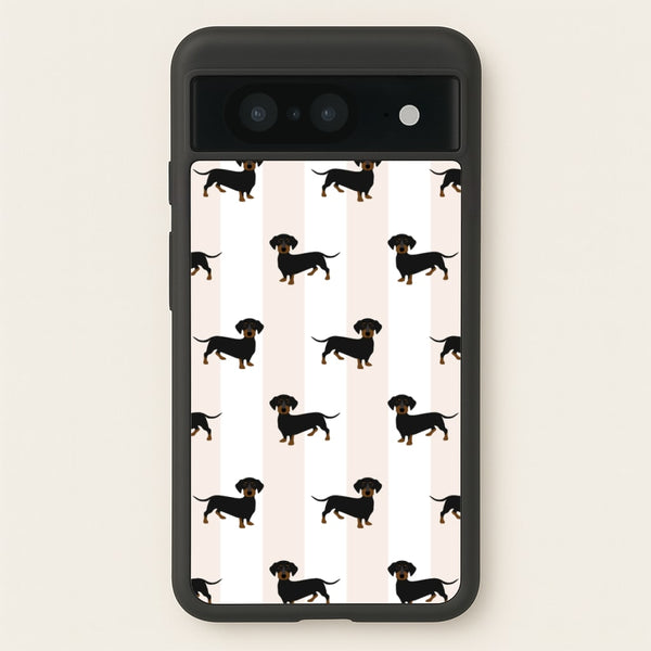 Striped Dachshund - Dog Pattern - Dog Patterned Phone Case for Google Pixel 8