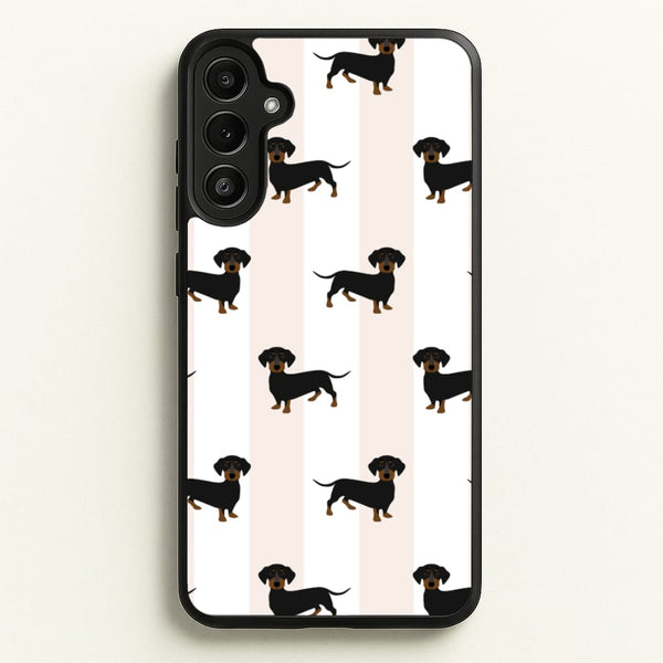 Striped Dachshund - Dog Pattern - Dog Patterned Phone Case for Galaxy A36