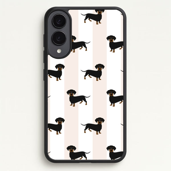 Striped Dachshund - Dog Pattern - Dog Patterned Phone Case for Galaxy S25 Edge