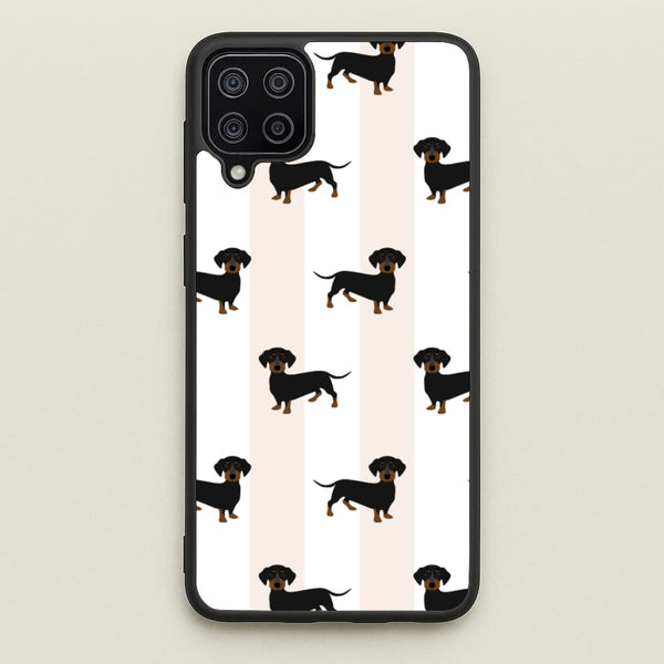 Striped Dachshund - Dog Pattern - Dog Patterned Phone Case for Galaxy A12