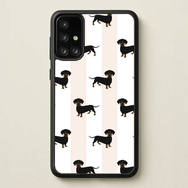 Striped Dachshund - Dog Pattern - Dog Patterned Phone Case for Galaxy A71