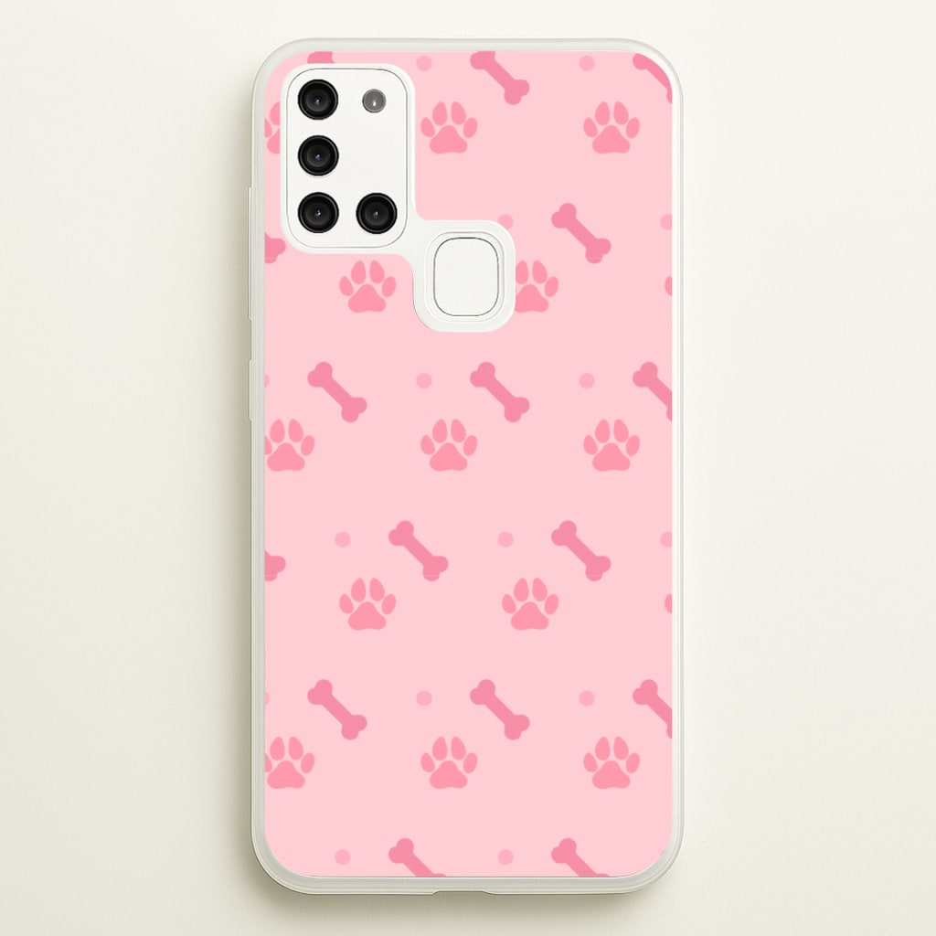 Dog And Paw - Dog Pattern - Dog Patterned Phone Case for Galaxy A21s