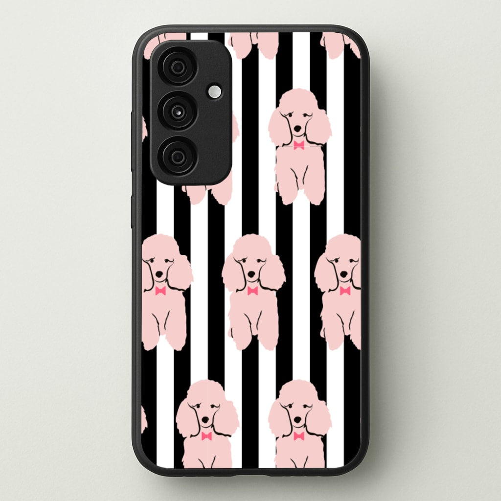 Striped Poodle - Dog Pattern - Dog Patterned Phone Case for Galaxy A55
