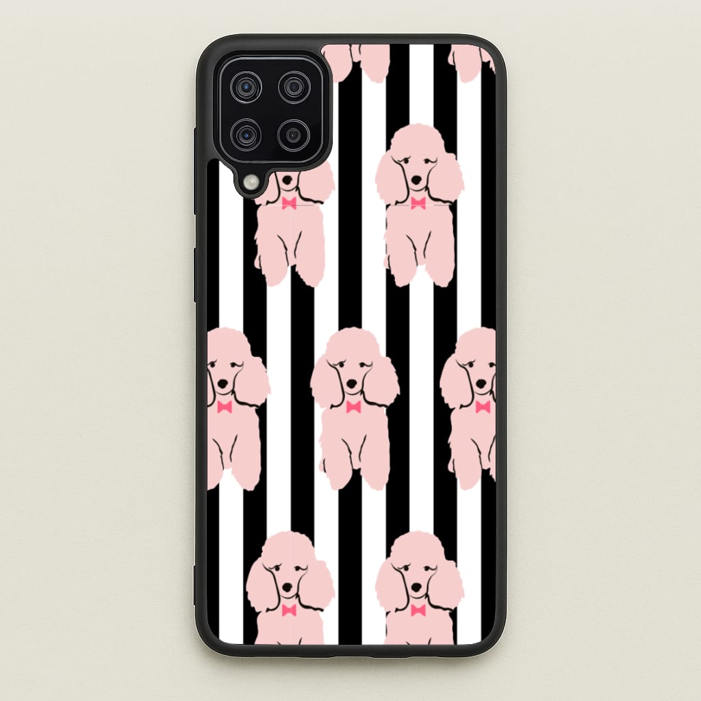 Striped Poodle - Dog Pattern - Dog Patterned Phone Case for Galaxy A12