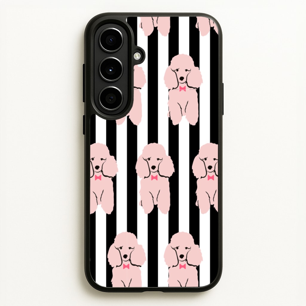 Striped Poodle - Dog Pattern - Dog Patterned Phone Case for Galaxy A56