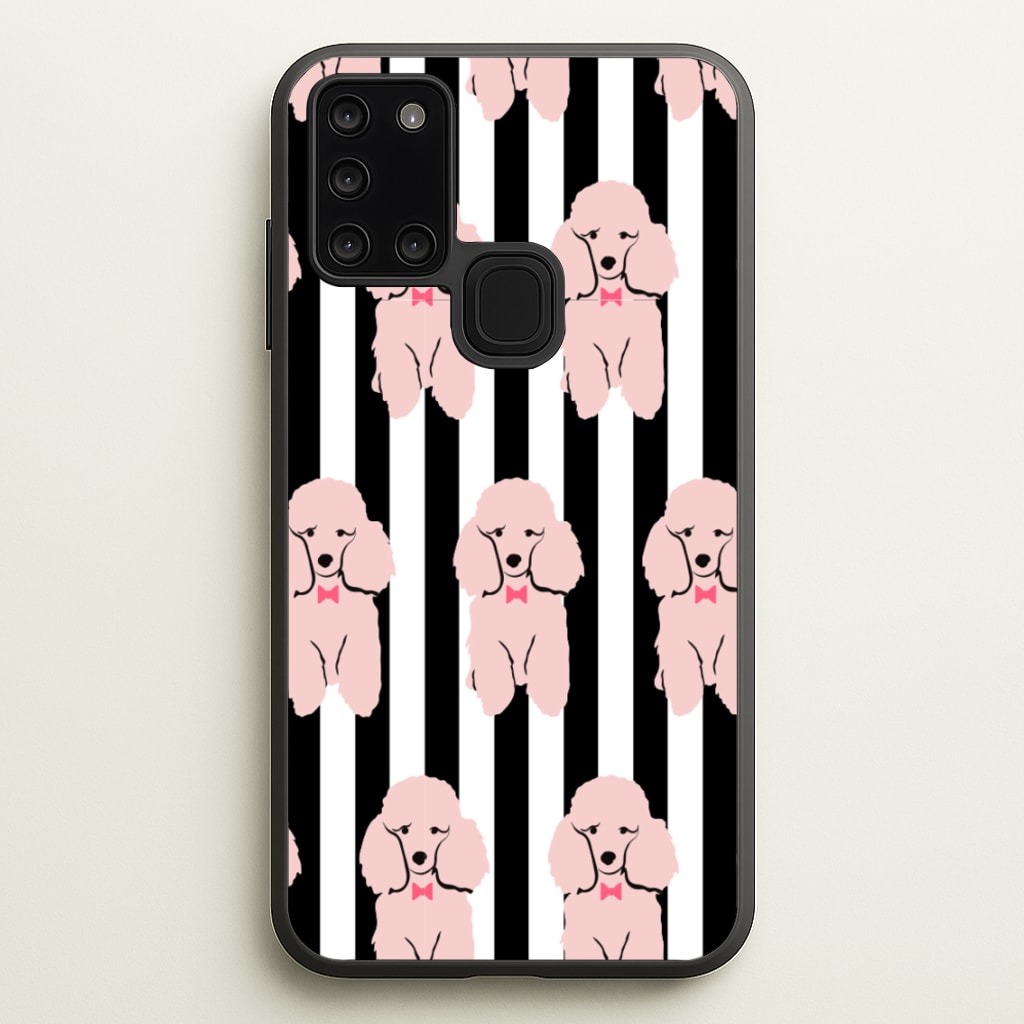 Striped Poodle - Dog Pattern - Dog Patterned Phone Case for Galaxy A21s