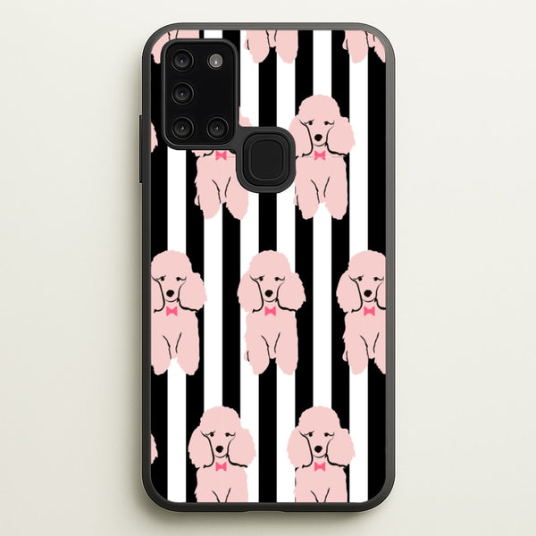 Striped Poodle - Dog Pattern - Dog Patterned Phone Case for Galaxy A21s