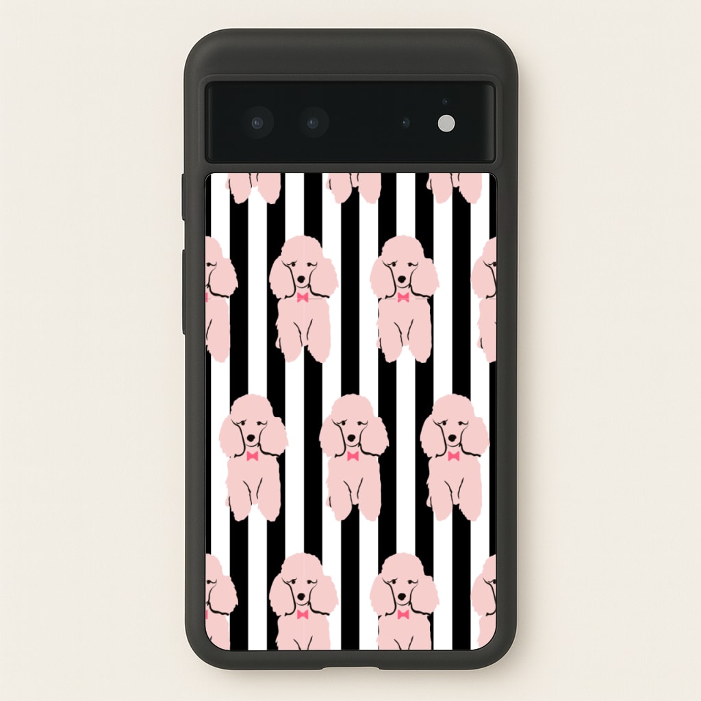Striped Poodle - Dog Pattern - Dog Patterned Phone Case for Google Pixel 6