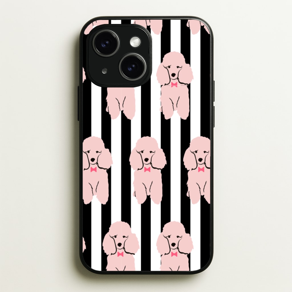 Striped Poodle - Dog Pattern - Dog Patterned Phone Case for iPhone 15
