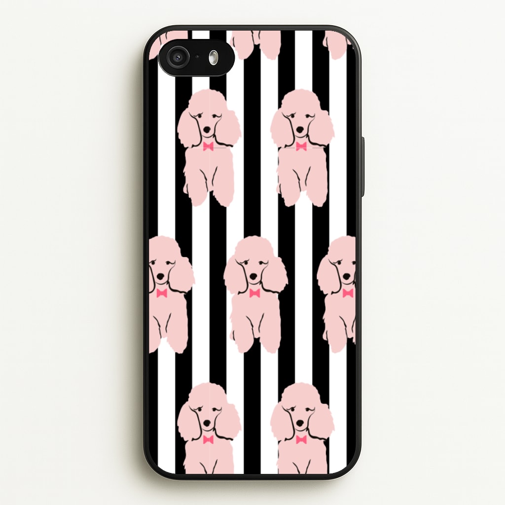 Striped Poodle - Dog Pattern - Dog Patterned Phone Case for iPhone 5 / 5s / SE 2016