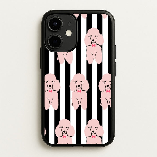 Striped Poodle - Dog Pattern - Dog Patterned Phone Case for iPhone 12 / 12 Pro