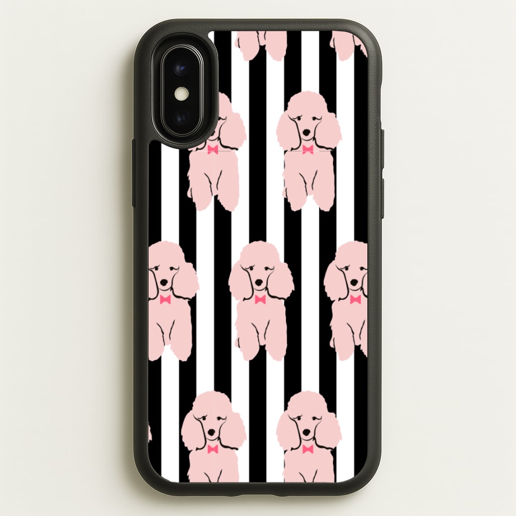Striped Poodle - Dog Pattern - Dog Patterned Phone Case for iPhone X / XS