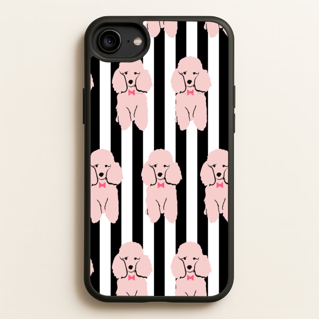 Striped Poodle - Dog Pattern - Dog Patterned Phone Case for iPhone 6 / 7 / 8 / SE