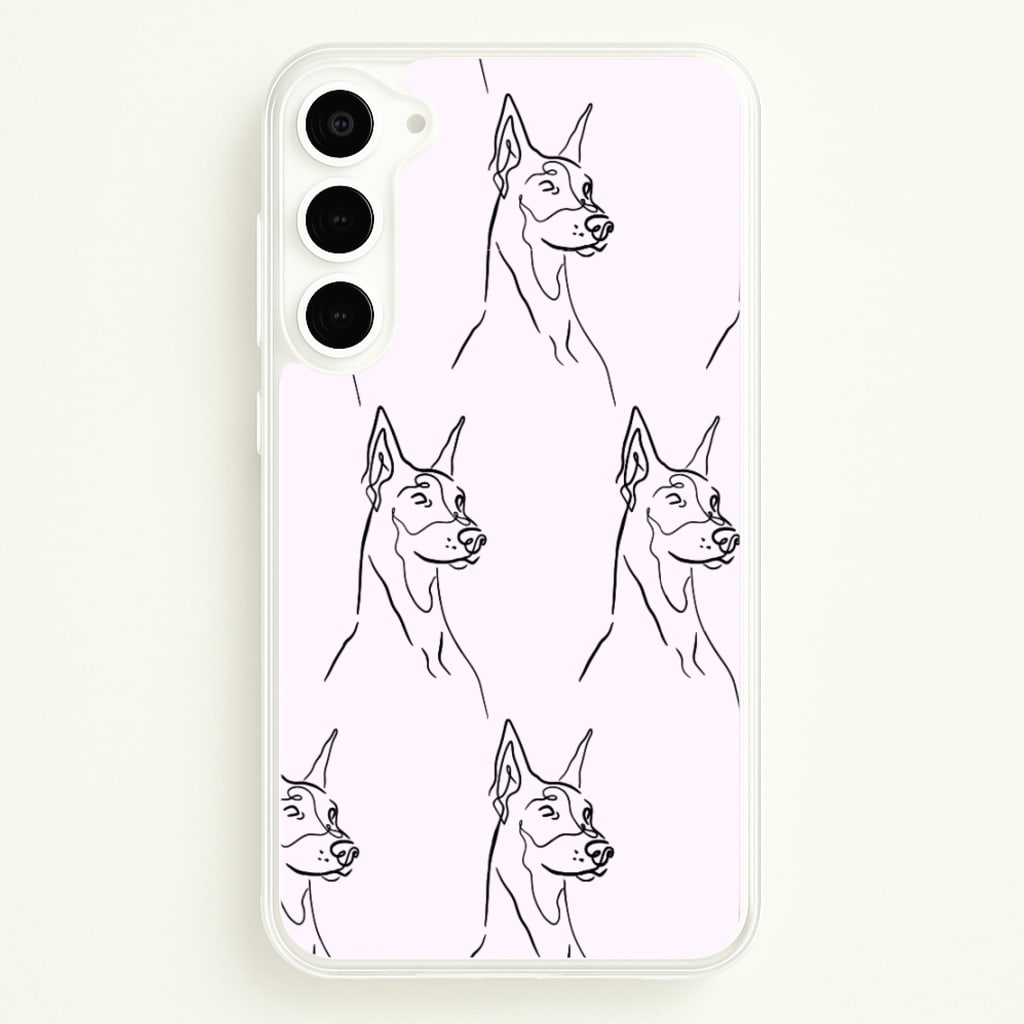 Dobermann Outline - Dog Pattern - Dog Patterned Phone Case for Galaxy S23 Plus