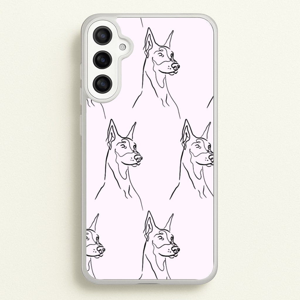 Dobermann Outline - Dog Pattern - Dog Patterned Phone Case for Galaxy A36