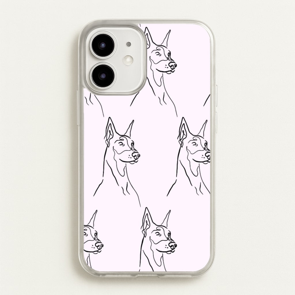 Dobermann Outline - Dog Pattern - Dog Patterned Phone Case for iPhone 12 / 12 Pro