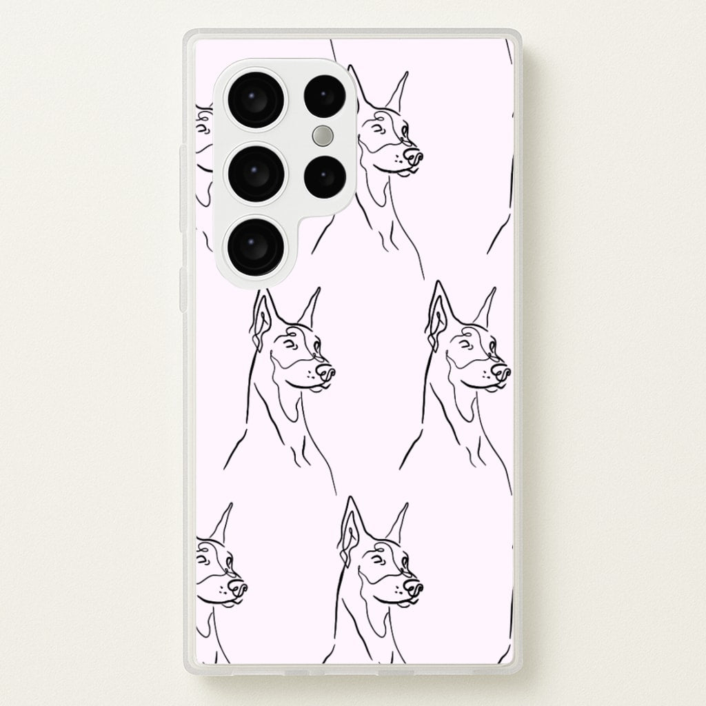 Dobermann Outline - Dog Pattern - Dog Patterned Phone Case for Galaxy S24 Ultra