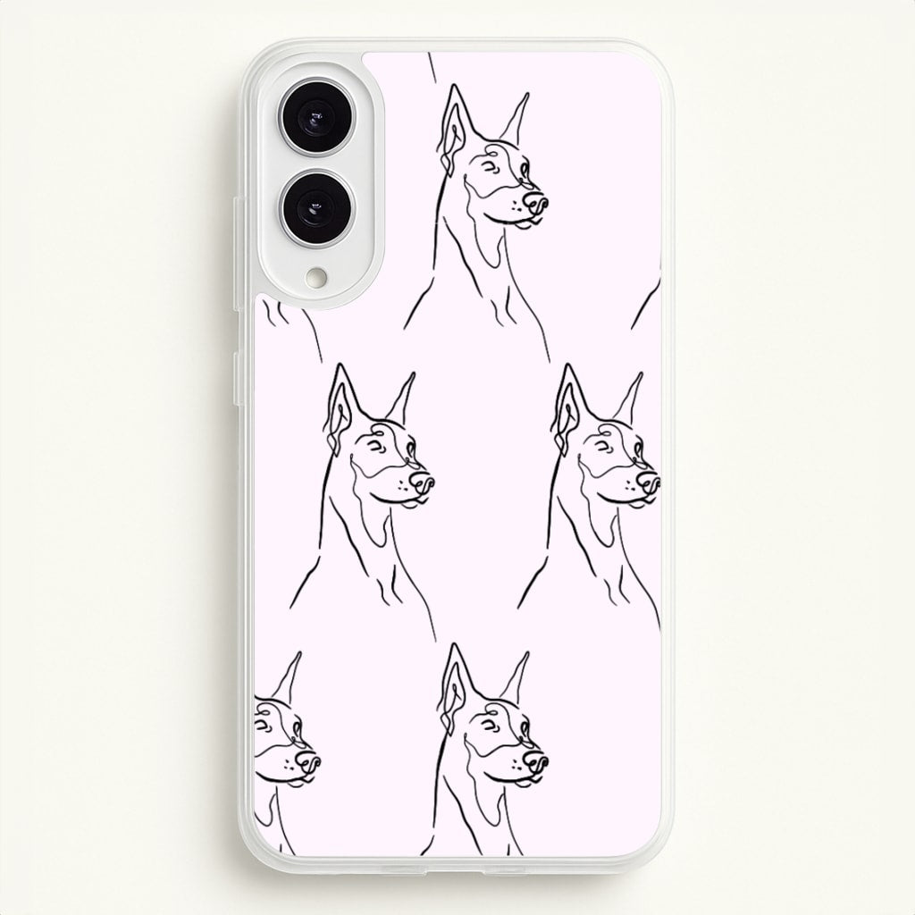 Dobermann Outline - Dog Pattern - Dog Patterned Phone Case for Galaxy S25 Edge