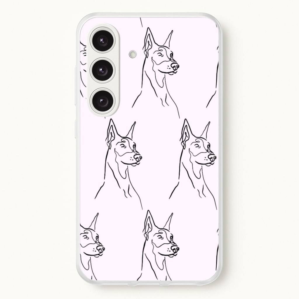 Dobermann Outline - Dog Pattern - Dog Patterned Phone Case for Galaxy S24