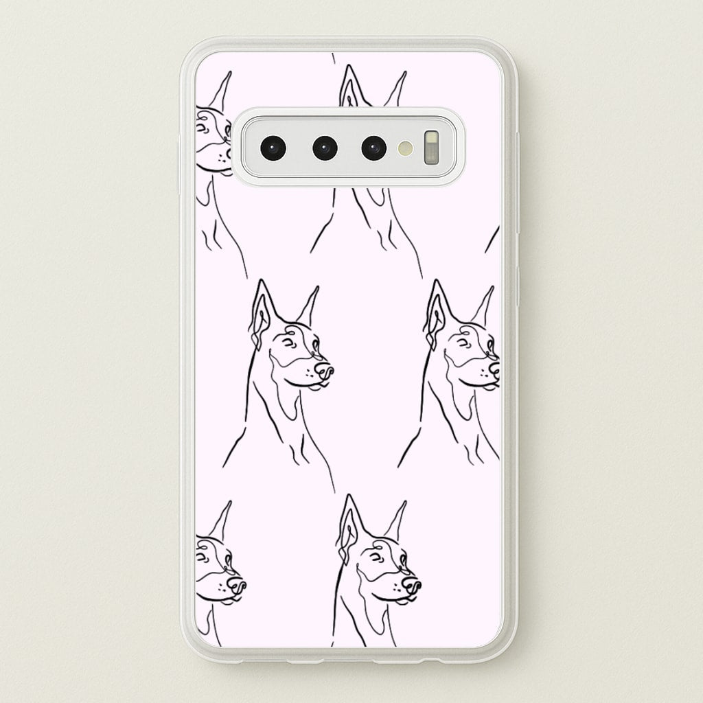 Dobermann Outline - Dog Pattern - Dog Patterned Phone Case for Galaxy S10 Plus