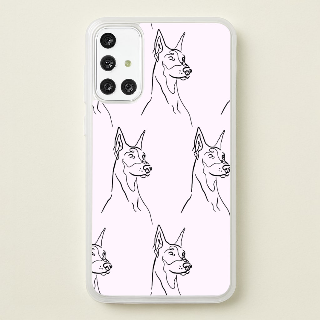 Dobermann Outline - Dog Pattern - Dog Patterned Phone Case for Galaxy A71