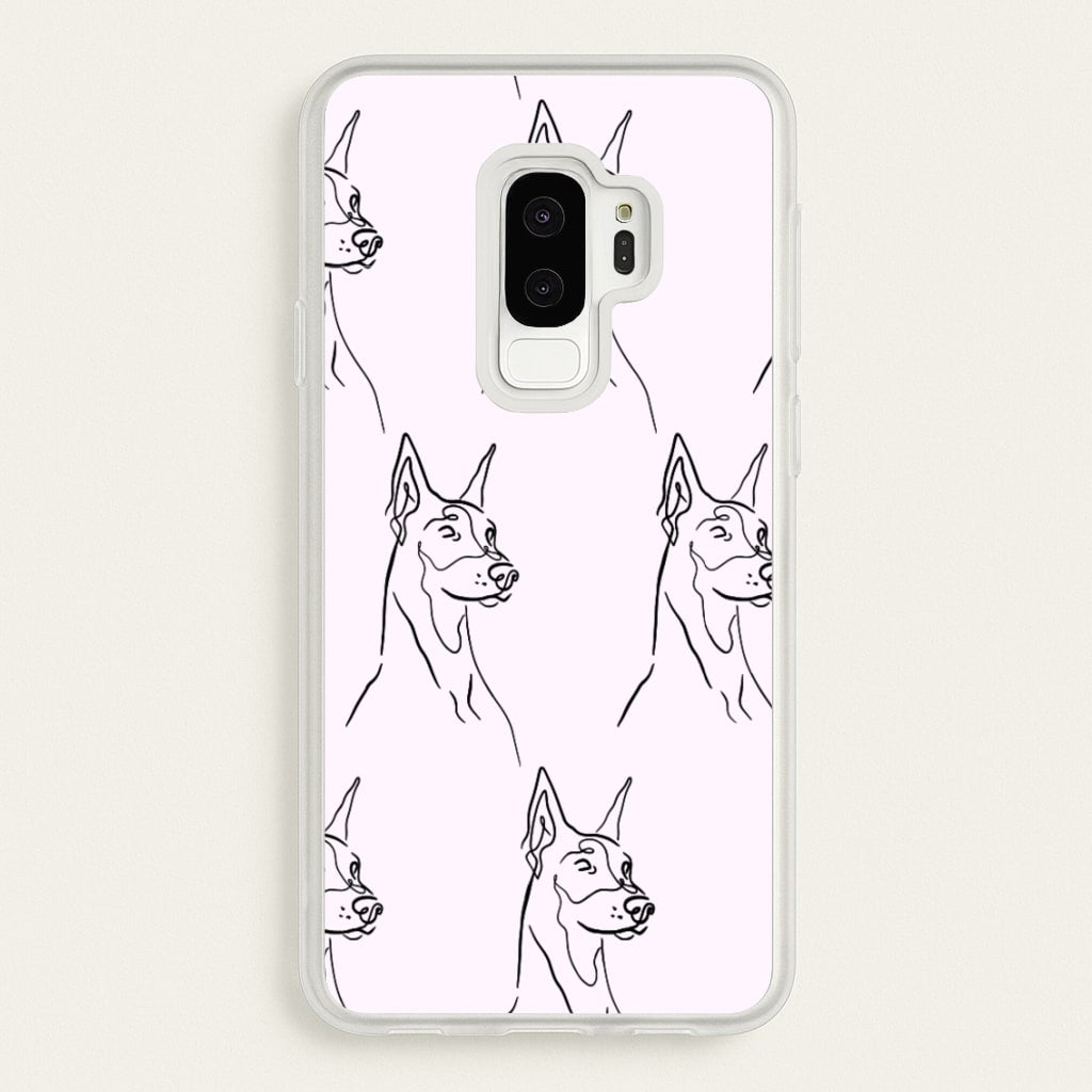 Dobermann Outline - Dog Pattern - Dog Patterned Phone Case for Galaxy S9 Plus