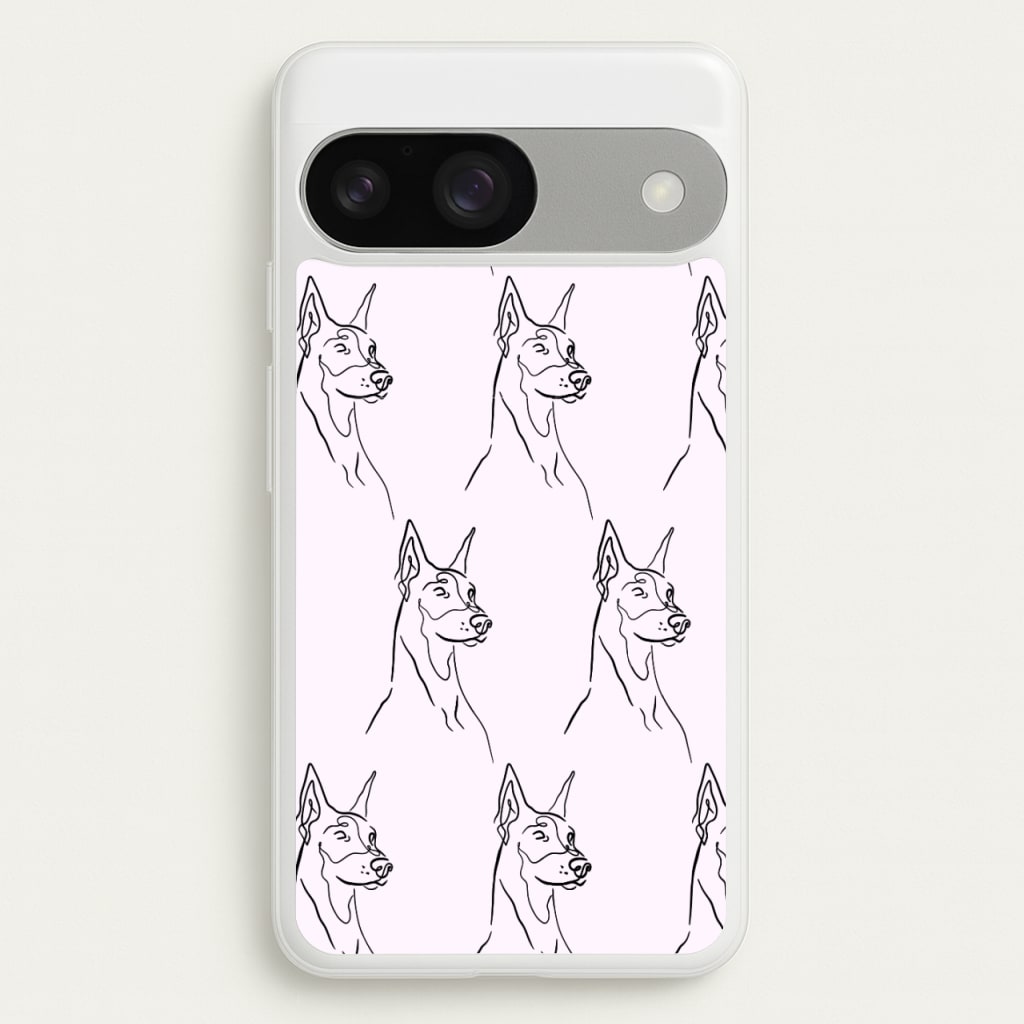 Dobermann Outline - Dog Pattern - Dog Patterned Phone Case for Google Pixel 9 / 9 Pro