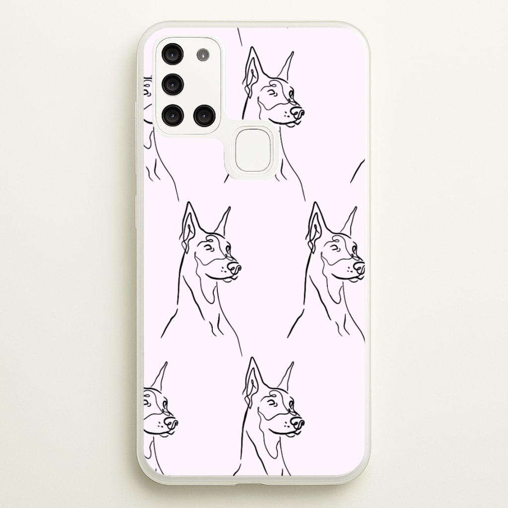 Dobermann Outline - Dog Pattern - Dog Patterned Phone Case for Galaxy A21s