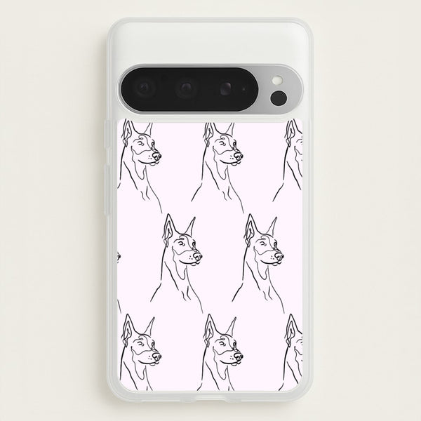 Dobermann Outline - Dog Pattern - Dog Patterned Phone Case for Google Pixel 9 Pro XL
