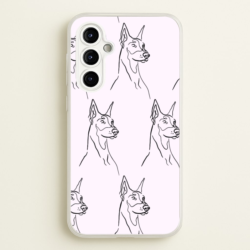 Dobermann Outline - Dog Pattern - Dog Patterned Phone Case for Galaxy A54