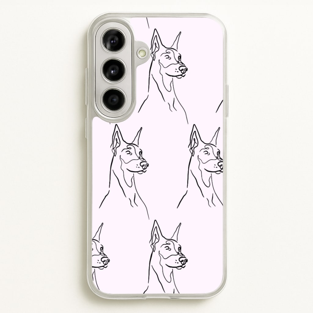 Dobermann Outline - Dog Pattern - Dog Patterned Phone Case for Galaxy A56