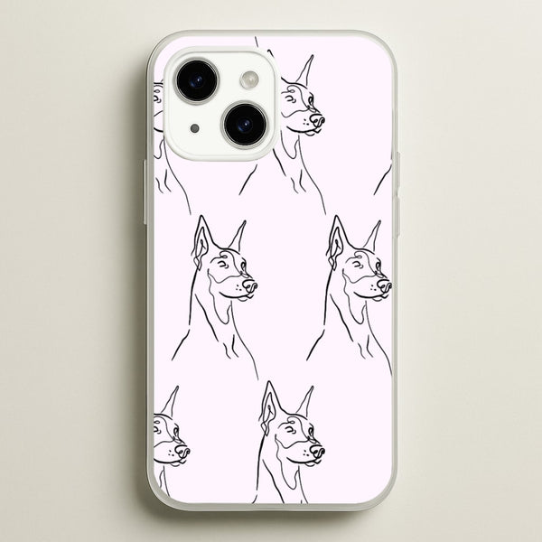 Dobermann Outline - Dog Pattern - Dog Patterned Phone Case for iPhone 15 Plus