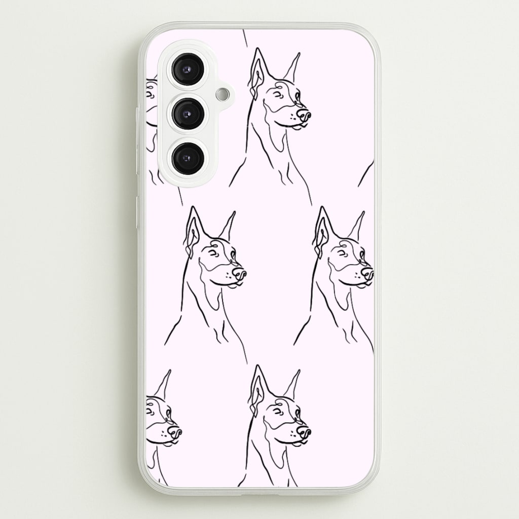 Dobermann Outline - Dog Pattern - Dog Patterned Phone Case for Galaxy S23FE