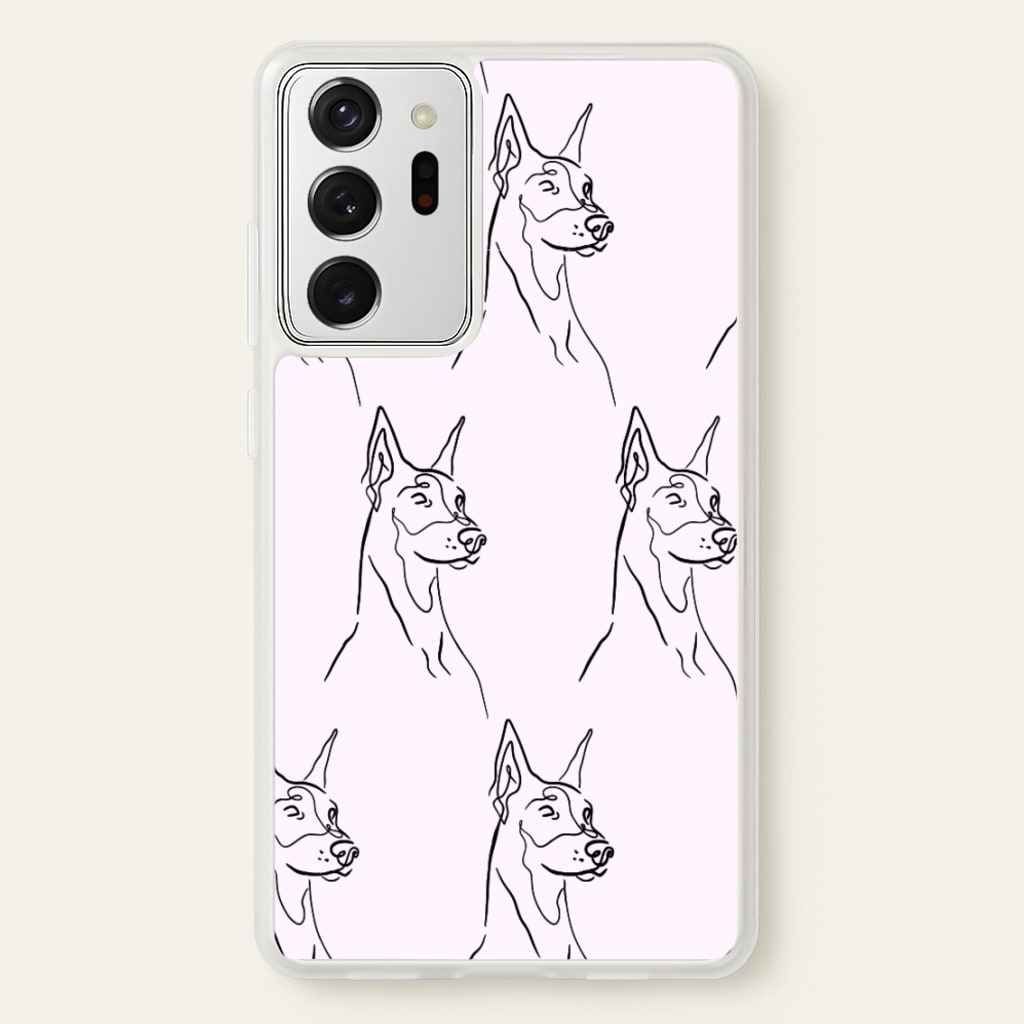 Dobermann Outline - Dog Pattern - Dog Patterned Phone Case for Galaxy Note 20 Ultra