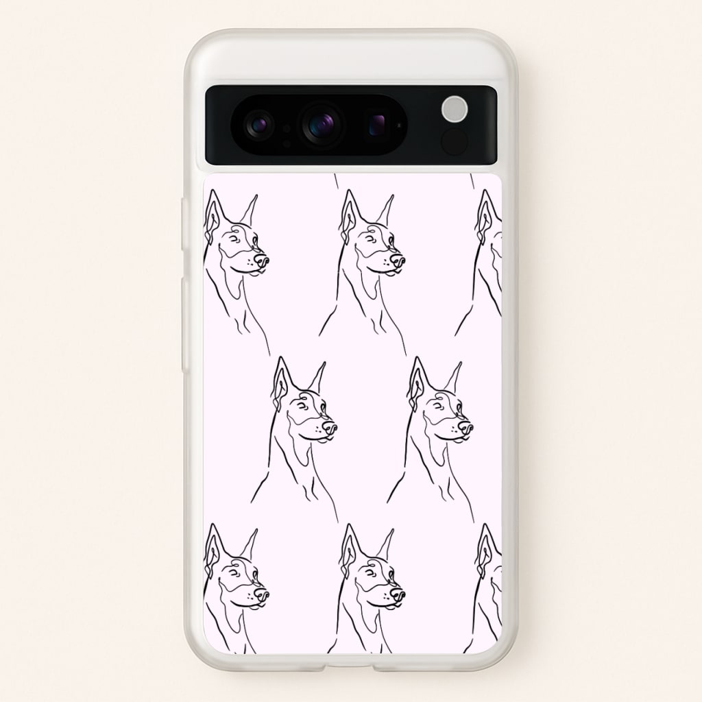 Dobermann Outline - Dog Pattern - Dog Patterned Phone Case for Google Pixel 8 Pro