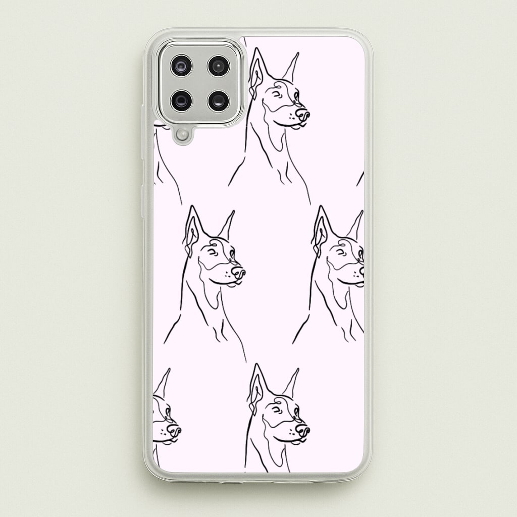 Dobermann Outline - Dog Pattern - Dog Patterned Phone Case for Galaxy A12