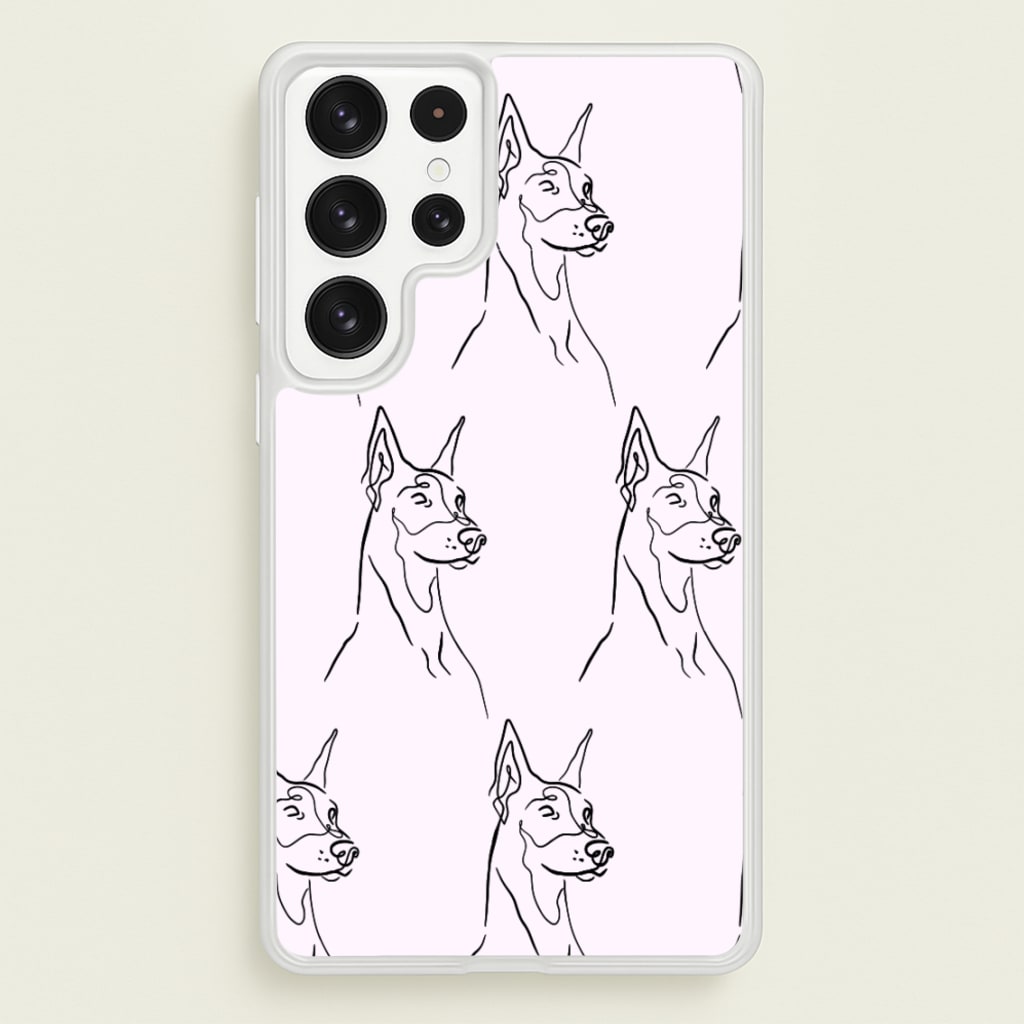 Dobermann Outline - Dog Pattern - Dog Patterned Phone Case for Galaxy S22 Ultra