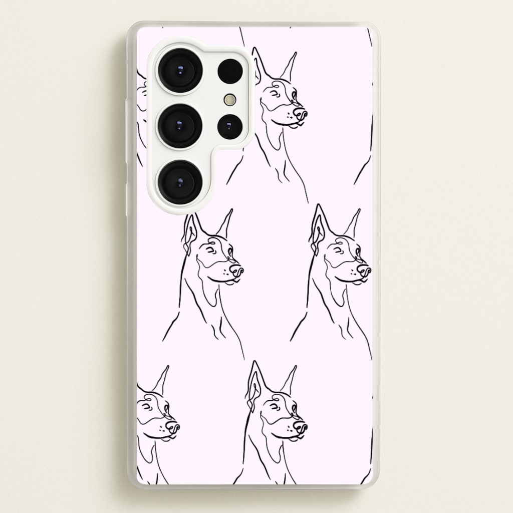 Dobermann Outline - Dog Pattern - Dog Patterned Phone Case for Galaxy S25 Ultra