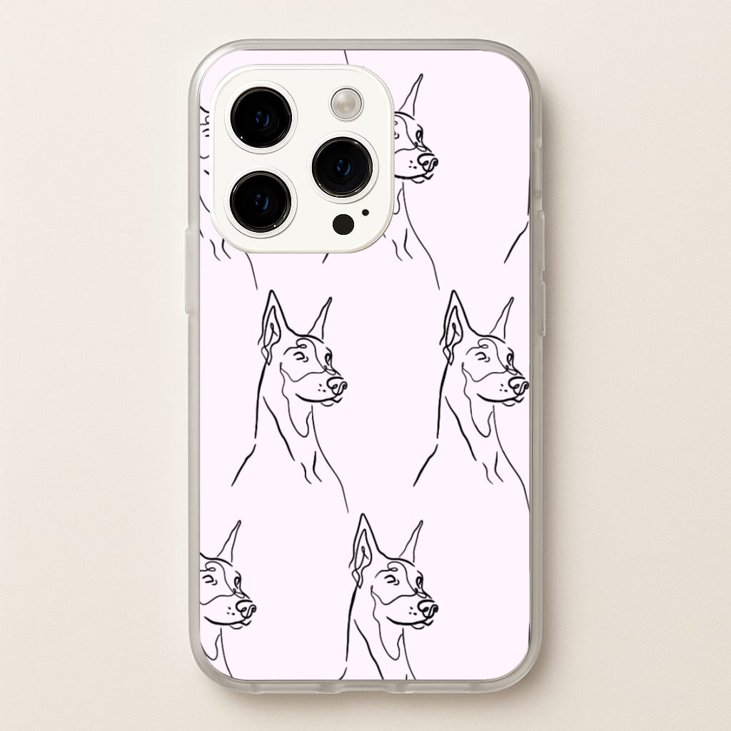 Dobermann Outline - Dog Pattern - Dog Patterned Phone Case for iPhone 14 Pro