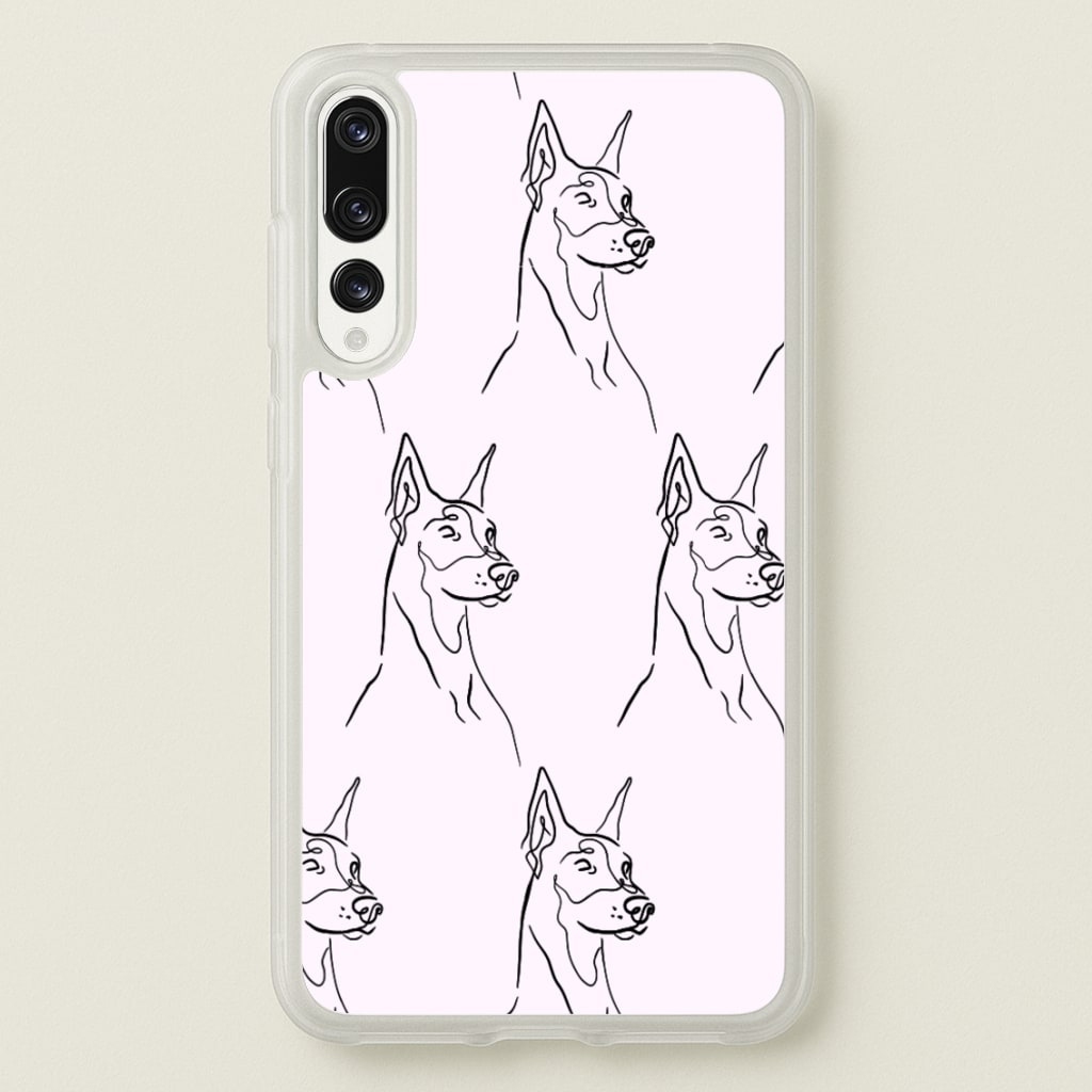 Dobermann Outline - Dog Pattern - Dog Patterned Phone Case for Huawei P20 Pro