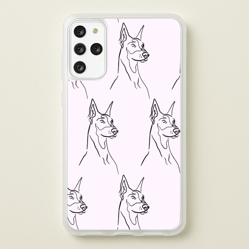 Dobermann Outline - Dog Pattern - Dog Patterned Phone Case for Galaxy S20 Plus