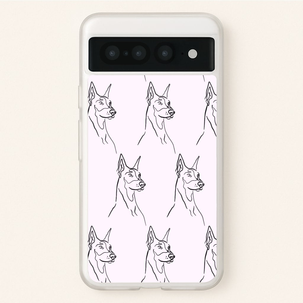 Dobermann Outline - Dog Pattern - Dog Patterned Phone Case for Google Pixel 7 Pro