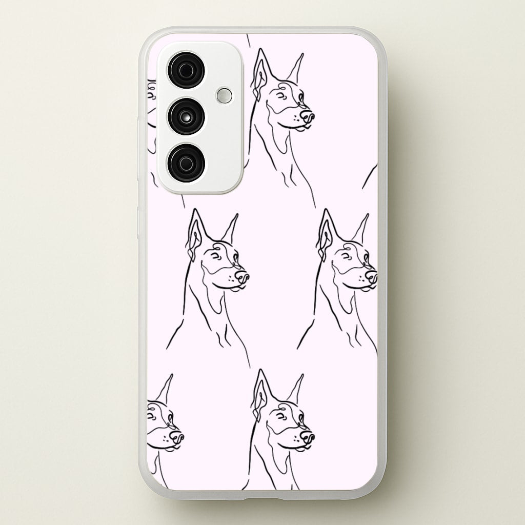 Dobermann Outline - Dog Pattern - Dog Patterned Phone Case for Galaxy A55