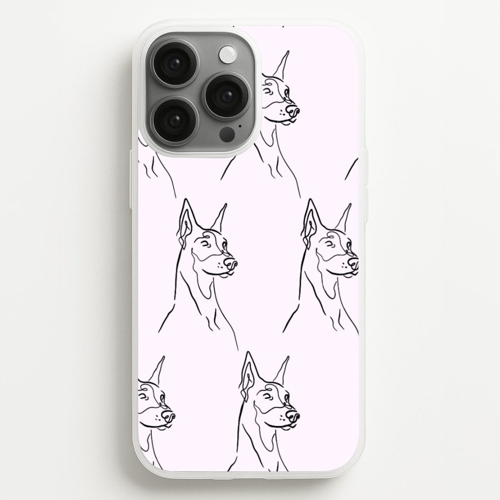 Dobermann Outline - Dog Pattern - Dog Patterned Phone Case for iPhone 13 Pro Max