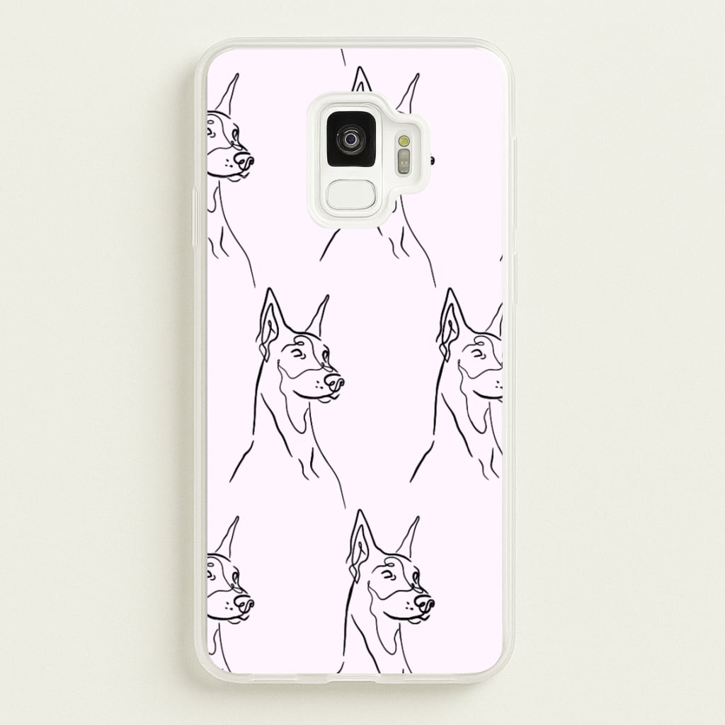 Dobermann Outline - Dog Pattern - Dog Patterned Phone Case for Galaxy S9