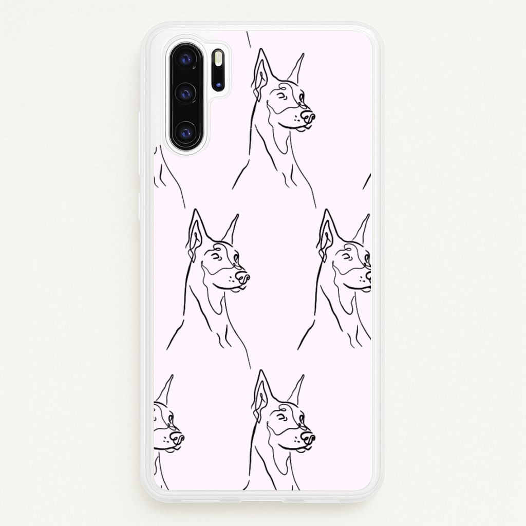 Dobermann Outline - Dog Pattern - Dog Patterned Phone Case for Huawei P30 Pro