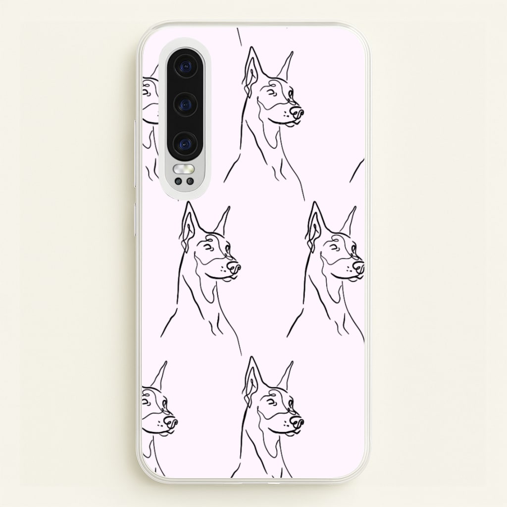 Dobermann Outline - Dog Pattern - Dog Patterned Phone Case for Huawei P30