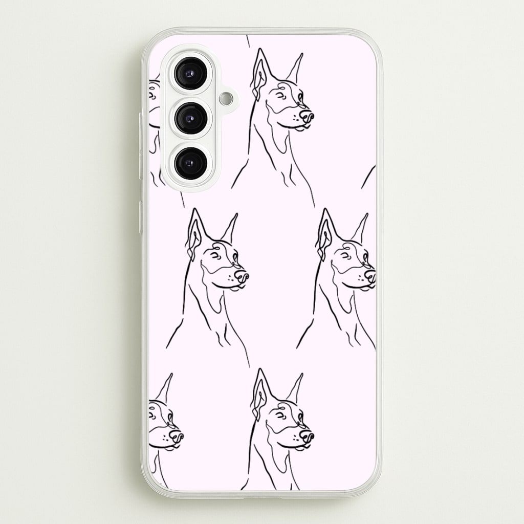 Dobermann Outline - Dog Pattern - Dog Patterned Phone Case for Galaxy A16