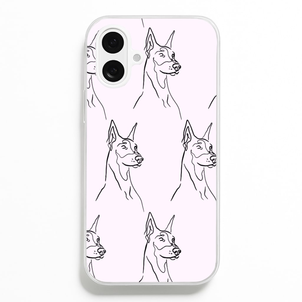 Dobermann Outline - Dog Pattern - Dog Patterned Phone Case for iPhone 16 Plus