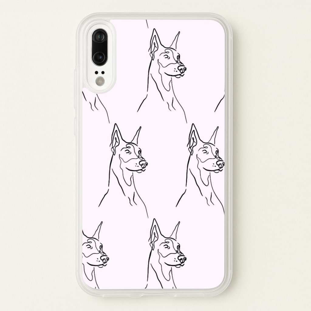 Dobermann Outline - Dog Pattern - Dog Patterned Phone Case for Huawei P20